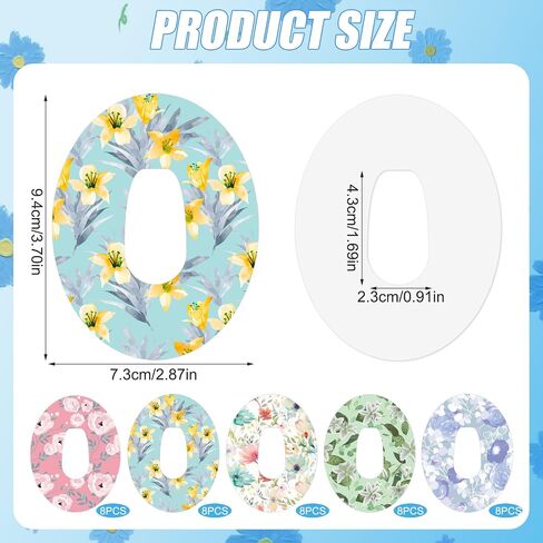 40pcs Adhesive Patches for Dexcom G6, Waterproof Breathable Sensor Cover Protector Floral Stickers Sensor Tape Skin Grip Universal Compatible with Dexcom G6, for Women Girls in Saudi Arabia