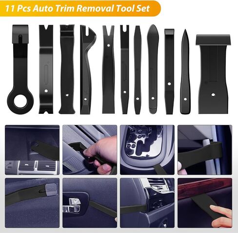 GOOACC 88Pcs Trim Removal Tool, Auto Push Pin Bumper Retainer Clip Set Fastener Terminal Remover Tool Adhesive Cable Clips Removal Kit Car Panel Radio Removal Auto Clip Pliers, Black in Kuwait