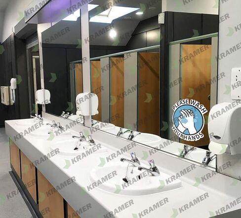 كريمر يرجى غسل يديك ملصق لاصق تحذيري للتنظيف الصحي مقاس 4 × 4 بوصة مجموعة من 2 وملصق صغير واحد كهدية! in Kuwait