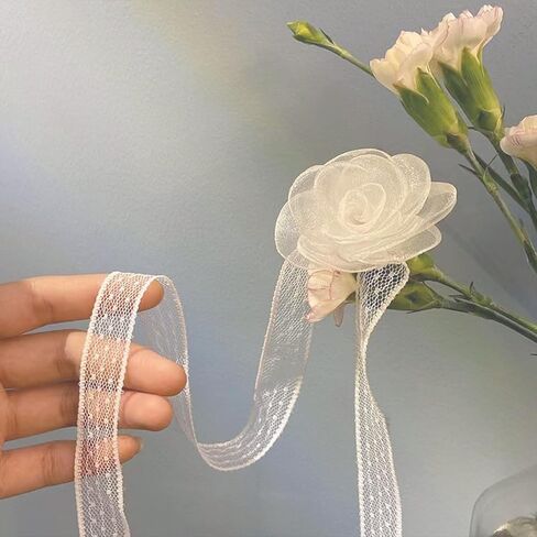 Lace Flower Choker Necklace for Women Vintage Rose Necklaces Tulle Chokers for Bride Wedding Gifts in Kuwait