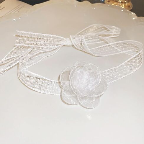 Lace Flower Choker Necklace for Women Vintage Rose Necklaces Tulle Chokers for Bride Wedding Gifts in Kuwait