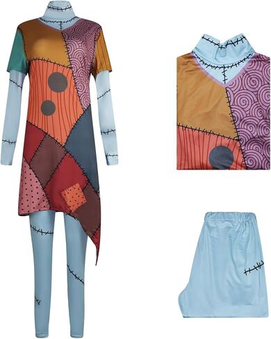 Women's Halloween Costume Long Sleeves Funny Printed Slim A-Line Dresses Christmas Party Dress for Adult Cosplay in Kuwait