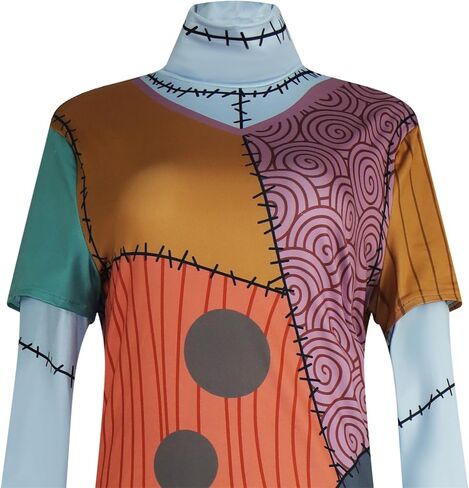 Women's Halloween Costume Long Sleeves Funny Printed Slim A-Line Dresses Christmas Party Dress for Adult Cosplay in Kuwait