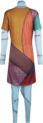 Women's Halloween Costume Long Sleeves Funny Printed Slim A-Line Dresses Christmas Party Dress for Adult Cosplay in Kuwait