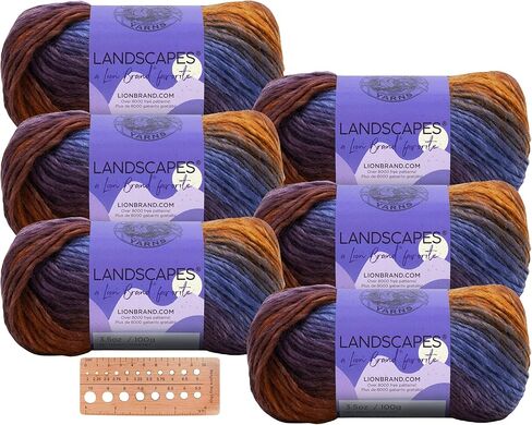 Lion Brand Yarn - Landscapes - 6 Pack with Needle Gauge (Apple Orchard) in Saudi Arabia