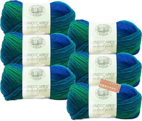 Lion Brand Yarn - Landscapes - 6 Pack with Needle Gauge (Apple Orchard) in Saudi Arabia