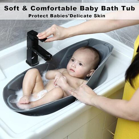 Baby Bathtub Mat, Non-Slip Baby Soft Sink Quick Drying and Foldable Infant Bathtub Pad Baby Bath Cushion to Protect Baby's Head, Portable Baby Bathtub Perfect for Home or Traveling in Saudi Arabia
