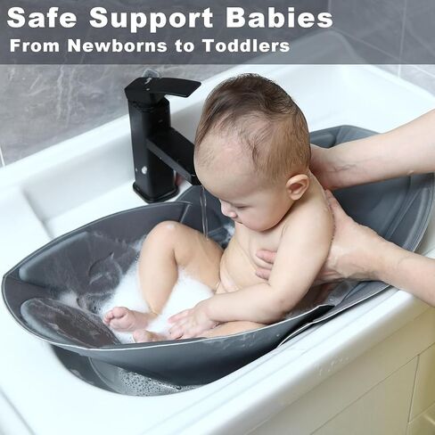 Baby Bathtub Mat, Non-Slip Baby Soft Sink Quick Drying and Foldable Infant Bathtub Pad Baby Bath Cushion to Protect Baby's Head, Portable Baby Bathtub Perfect for Home or Traveling in Saudi Arabia
