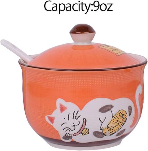 Ceramics Japanese Maneki Neko Lucky Cat Sugar Salt Pepper Storage Jar with Lid And Spoon in Saudi Arabia