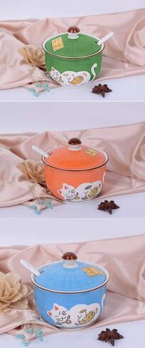 Ceramics Japanese Maneki Neko Lucky Cat Sugar Salt Pepper Storage Jar with Lid And Spoon in Saudi Arabia