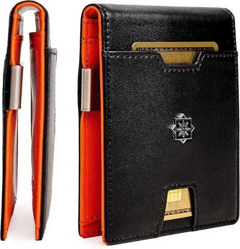 Mens Slim Wallet with Money Clip RFID Blocking Bifold Credit Card Holder for Men with Gift Box (Black) in Saudi Arabia