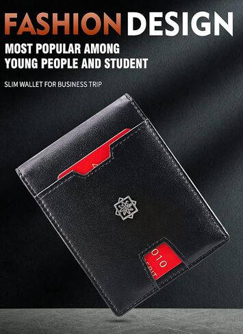 Mens Slim Wallet with Money Clip RFID Blocking Bifold Credit Card Holder for Men with Gift Box (Black) in Saudi Arabia