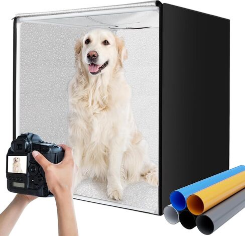 24"x24"/60x60cm Light Box Photography with 5 PVC Backdrops & Dimmable 3 LED Light Panels of 297 LED Beads & 10 x Clamps Portable Lightbox Photo Booth Shooting Tent for Product Photography Professional in Saudi Arabia