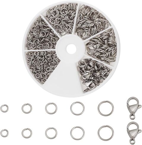 PH PandaHall 24K Gold Plated Jewelry Clasps Kit, 530pcs 4/5/6/7/8mm Open Jump Rings with 10pcs 12x7mm Lobster Claw Clasps 304 Stainless Steel Jewelry Findings for Keychain Pendants Jewelry Making in Saudi Arabia