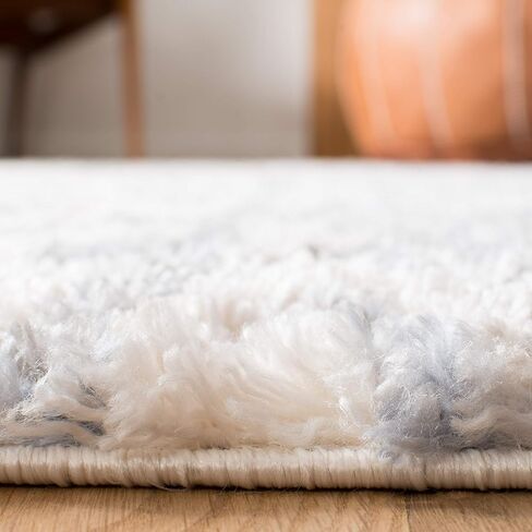 SAFAVIEH Berber Fringe Shag Collection 2' x 4' Cream / Navy BFG606A Moroccan Non-Shedding Living Room Bedroom Dining Room Entryway Plush 1.2-inch Thick Accent Rug in Saudi Arabia