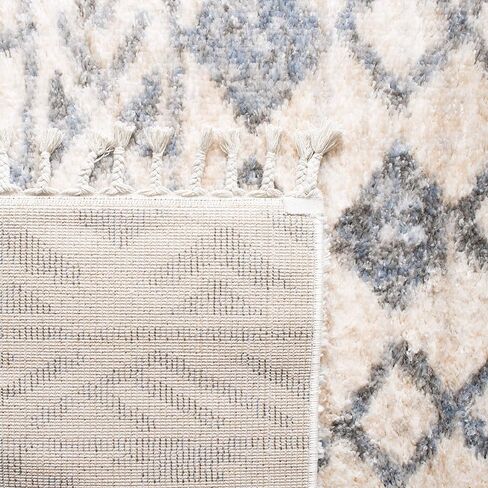 SAFAVIEH Berber Fringe Shag Collection 2' x 4' Cream / Navy BFG606A Moroccan Non-Shedding Living Room Bedroom Dining Room Entryway Plush 1.2-inch Thick Accent Rug in Saudi Arabia