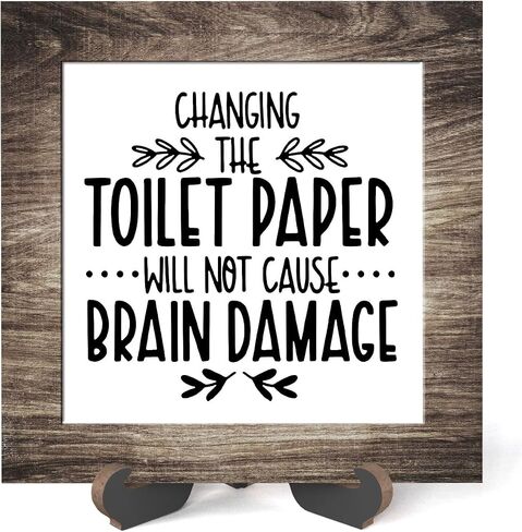 Wooden sign gift with stand, wooden sign for Bathroom, Toilet Decor, Inspirational Wood Plaque Decoration for Mental healthcare Home decor, Bath, Kitchen-A40 in Saudi Arabia