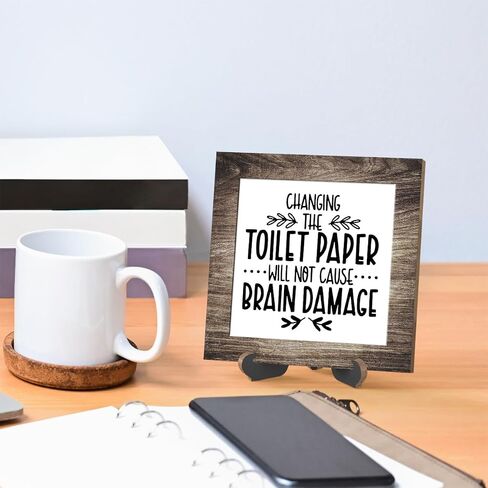 Wooden sign gift with stand, wooden sign for Bathroom, Toilet Decor, Inspirational Wood Plaque Decoration for Mental healthcare Home decor, Bath, Kitchen-A40 in Saudi Arabia