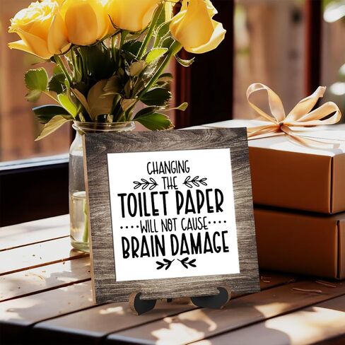 Wooden sign gift with stand, wooden sign for Bathroom, Toilet Decor, Inspirational Wood Plaque Decoration for Mental healthcare Home decor, Bath, Kitchen-A40 in Saudi Arabia