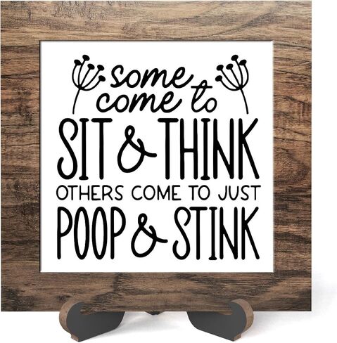 Wooden sign gift with stand, wooden sign for Bathroom, Toilet Decor, Inspirational Wood Plaque Decoration for Mental healthcare Home decor, Bath, Kitchen-A40 in Saudi Arabia