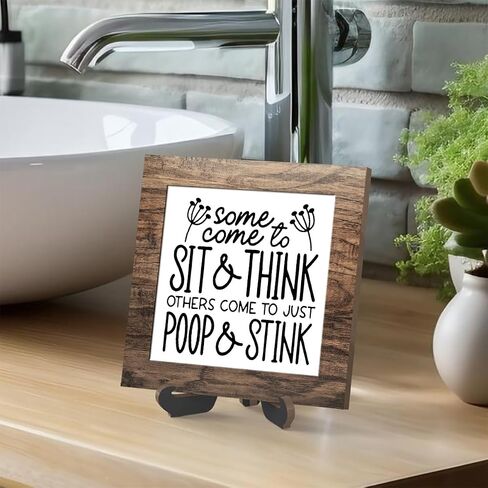 Wooden sign gift with stand, wooden sign for Bathroom, Toilet Decor, Inspirational Wood Plaque Decoration for Mental healthcare Home decor, Bath, Kitchen-A40 in Saudi Arabia