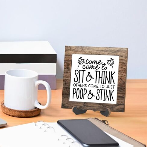 Wooden sign gift with stand, wooden sign for Bathroom, Toilet Decor, Inspirational Wood Plaque Decoration for Mental healthcare Home decor, Bath, Kitchen-A40 in Saudi Arabia