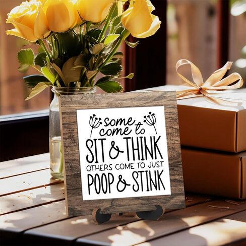 Wooden sign gift with stand, wooden sign for Bathroom, Toilet Decor, Inspirational Wood Plaque Decoration for Mental healthcare Home decor, Bath, Kitchen-A40 in Saudi Arabia