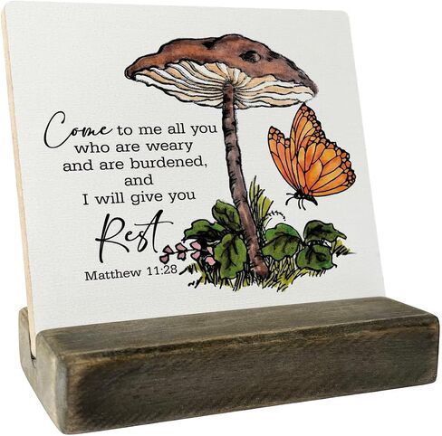 Christian Quote Wood Plaque Gift, Matthew 11:28- Come To Me All Of You, Plaque with Wooden Stand, Meaningful Wood Sign Plaque Gift, Bible Verse Gift Wood Sign, Christian Family Religious Home Décor in Saudi Arabia
