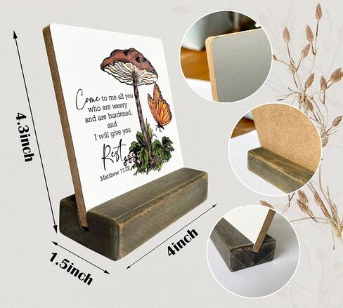 Christian Quote Wood Plaque Gift, Matthew 11:28- Come To Me All Of You, Plaque with Wooden Stand, Meaningful Wood Sign Plaque Gift, Bible Verse Gift Wood Sign, Christian Family Religious Home Décor in Saudi Arabia