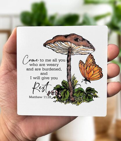 Christian Quote Wood Plaque Gift, Matthew 11:28- Come To Me All Of You, Plaque with Wooden Stand, Meaningful Wood Sign Plaque Gift, Bible Verse Gift Wood Sign, Christian Family Religious Home Décor in Saudi Arabia