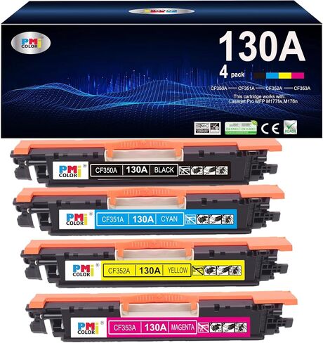 بديل حبر الطابعة 130A لخرطوشة الحبر HP 130A حزمة كومبو سوداء/ملونة تناسب حبر الطابعة HP Color Laserjet Pro MFP M177fw,M176n (أسود، سماوي، أرجواني، أصفر، 4 عبوات) in Kuwait