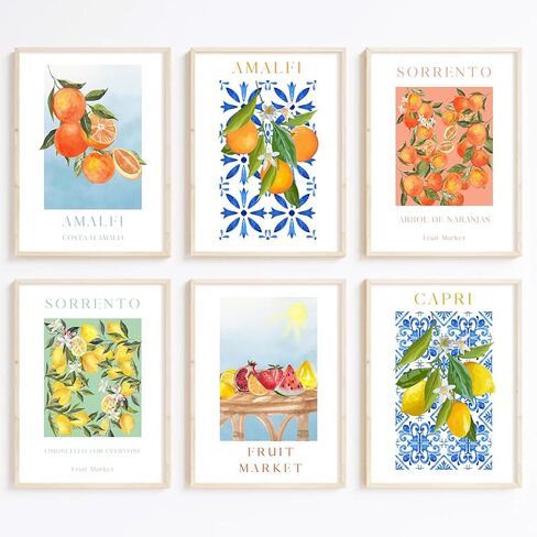 Fruit Wall Art Kitchen Artwork Wall Decor Fruit Prints Colorful Lemon Canvas Wall Art Vintage Pictures Fruit Market Poster Lemon Orange Prints Set of 6 for Room Bedroom 8x10 Inch Unframed in Saudi Arabia