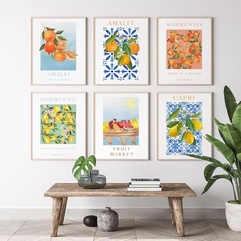 Fruit Wall Art Kitchen Artwork Wall Decor Fruit Prints Colorful Lemon Canvas Wall Art Vintage Pictures Fruit Market Poster Lemon Orange Prints Set of 6 for Room Bedroom 8x10 Inch Unframed in Saudi Arabia
