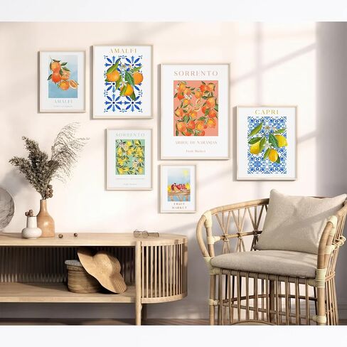 Fruit Wall Art Kitchen Artwork Wall Decor Fruit Prints Colorful Lemon Canvas Wall Art Vintage Pictures Fruit Market Poster Lemon Orange Prints Set of 6 for Room Bedroom 8x10 Inch Unframed in Saudi Arabia