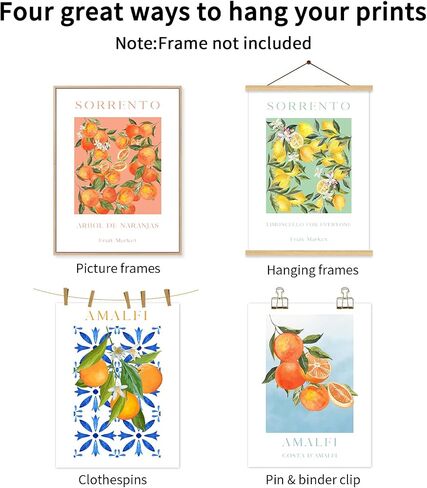 Fruit Wall Art Kitchen Artwork Wall Decor Fruit Prints Colorful Lemon Canvas Wall Art Vintage Pictures Fruit Market Poster Lemon Orange Prints Set of 6 for Room Bedroom 8x10 Inch Unframed in Saudi Arabia