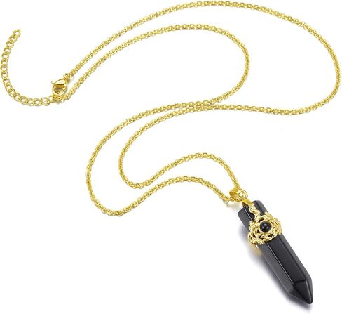 Jovivi Flower Wrapped Natural Healing Crystal Pointed Necklace Hexagonal Prism Gemstone Pendant Pendulum Necklace Reiki Jewelry Quartz for Women Men in Saudi Arabia