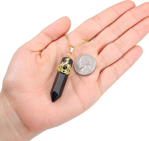 Jovivi Flower Wrapped Natural Healing Crystal Pointed Necklace Hexagonal Prism Gemstone Pendant Pendulum Necklace Reiki Jewelry Quartz for Women Men in Saudi Arabia