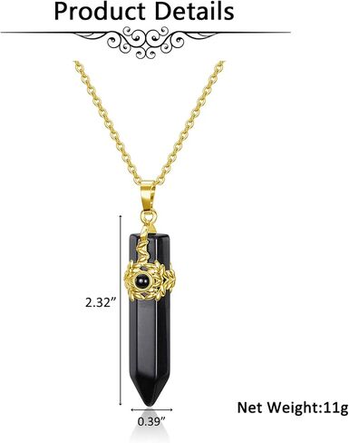 Jovivi Flower Wrapped Natural Healing Crystal Pointed Necklace Hexagonal Prism Gemstone Pendant Pendulum Necklace Reiki Jewelry Quartz for Women Men in Saudi Arabia