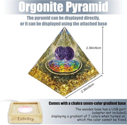 هرم أورجون للطاقة الإيجابية، هرم أورجونيت من الكريستال الأبيض، هرم كريستالي لامتصاص الإشعاع والطاقة السلبية، وتقليل الإجهاد في التأمل (JZT-04) in Kuwait