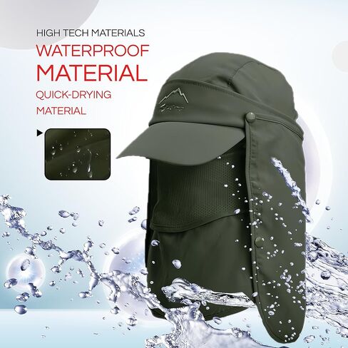 قبعة كوموريبي الشمسية للرجال والنساء، قبعة صيد بعامل حماية من الأشعة فوق البنفسجية 50+ غطاء حماية للرقبة، غطاء للوجه في الهواء الطلق للتنزه سيرًا على الأقدام والجري in Kuwait
