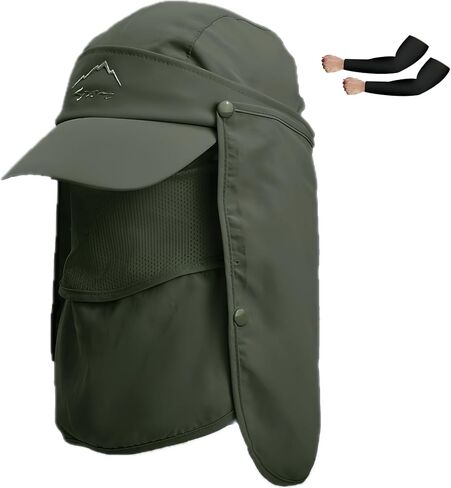 قبعة كوموريبي الشمسية للرجال والنساء، قبعة صيد بعامل حماية من الأشعة فوق البنفسجية 50+ غطاء حماية للرقبة، غطاء للوجه في الهواء الطلق للتنزه سيرًا على الأقدام والجري in Kuwait