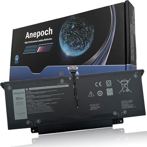 JHT2H Laptop Battery Replacement for Dell Latitude 7310 7410 Series Notebook P34S P34S001 4V5X2 Y7HR3 35J09 HRGYV WY9MP XMV7T 009YYF 7CXN6 T3JWC XMT81 0YJ9RP K36KR YY3GJ 7.6V 52Wh 6500mAh in Kuwait