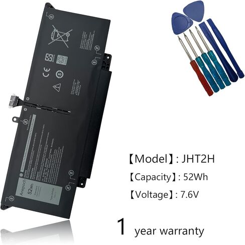 JHT2H Laptop Battery Replacement for Dell Latitude 7310 7410 Series Notebook P34S P34S001 4V5X2 Y7HR3 35J09 HRGYV WY9MP XMV7T 009YYF 7CXN6 T3JWC XMT81 0YJ9RP K36KR YY3GJ 7.6V 52Wh 6500mAh in Kuwait
