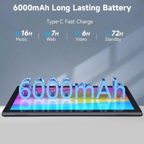 تابلت 10 بوصة، أحدث جهاز لوحي Android 12 مع حافظة، 4 جيجابايت + 64 جيجابايت + 1 تيرابايت توسيع، رباعي النواة، شاشة لمس IPS 1280 * 800، بطارية 6000 مللي أمبير، واي فاي، BT، ألعاب، عمل (أسود) in Kuwait