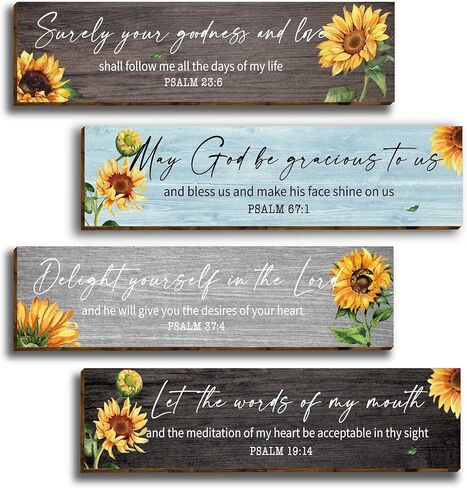 4 قطع مزامير الكتاب المقدس ديكور جدار خشبي، مقولة مسيحية ملهمة مع السماح لكلمات فمي علامة خشبية، لوحات جدارية تحفيزية معلقة للنساء والرجال في سن المراهقة غرفة المعيشة غرفة نوم-30 in Kuwait
