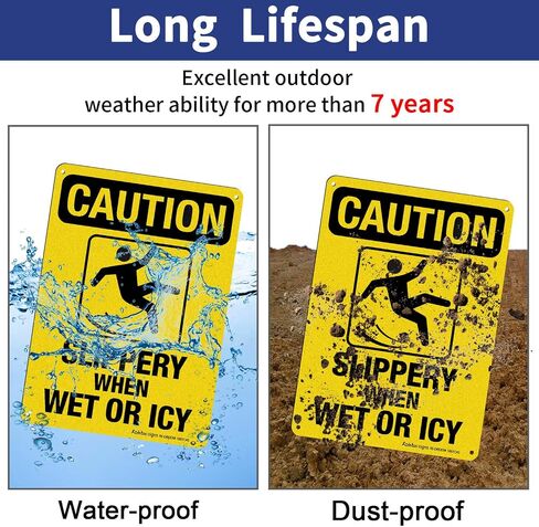 Caution Sign, Slippery When Wet or Icy Sign, (4 Pack) 10 x 7 Inches 0.40 Reflective Aluminum, UV Protected, Weather Resistant, Durable Ink, Easy to Mount in Saudi Arabia