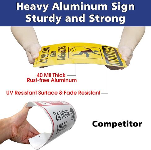 Caution Sign, Slippery When Wet or Icy Sign, (4 Pack) 10 x 7 Inches 0.40 Reflective Aluminum, UV Protected, Weather Resistant, Durable Ink, Easy to Mount in Saudi Arabia