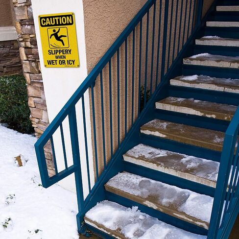 Caution Sign, Slippery When Wet or Icy Sign, (4 Pack) 10 x 7 Inches 0.40 Reflective Aluminum, UV Protected, Weather Resistant, Durable Ink, Easy to Mount in Saudi Arabia