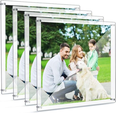 Chunful 4 Pack Clear 16 x 20 Inch Acrylic Wall Mount Floating Frameless Picture Frame Display Photo Frame Bulk for Poster Photography Collage Frames Double Panel Home Office Living Room Decor in Saudi Arabia