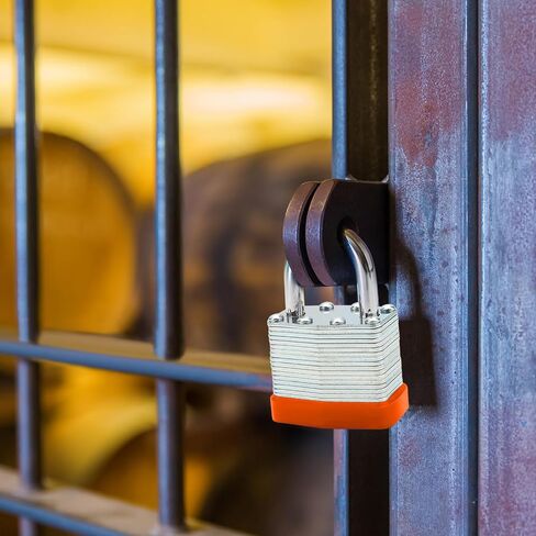 Lock Outdoor Padlocks, Laminated Orange Keyed Padlock, 1-9/16 in Wide Body, Padlock Set with Keys (1Pack) in Saudi Arabia